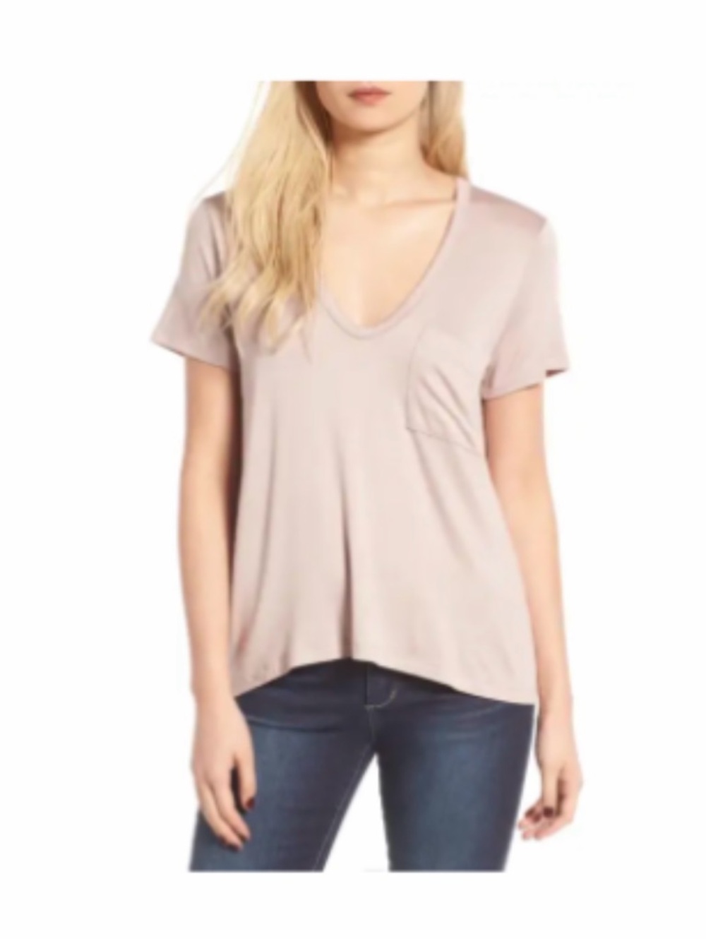 Lush V-Neck Pocket Tee - Mauve Taupe